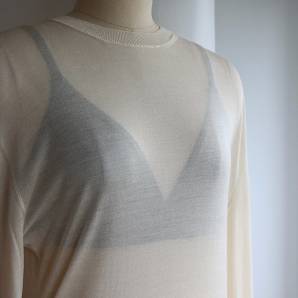 Céline Mulberry Silk Sheer Knit Long Sleeve Top - Picture 4 of 6